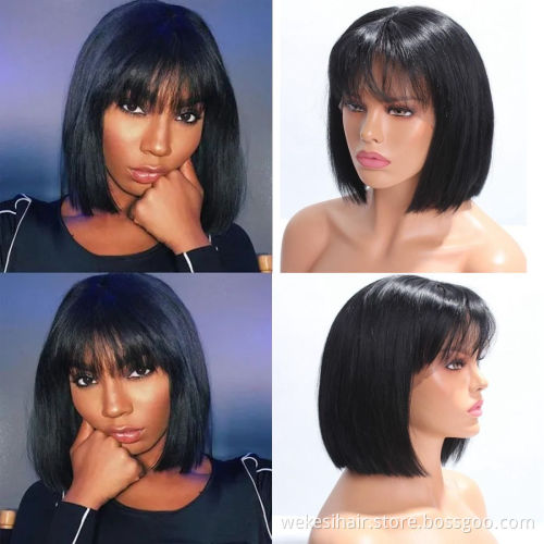 Straight Bob Wig Cheap Raw Brazilian Virgin Human Hair Lace Front Wig Wholesale Transparent Glueless Lace Frontal Wig For Women